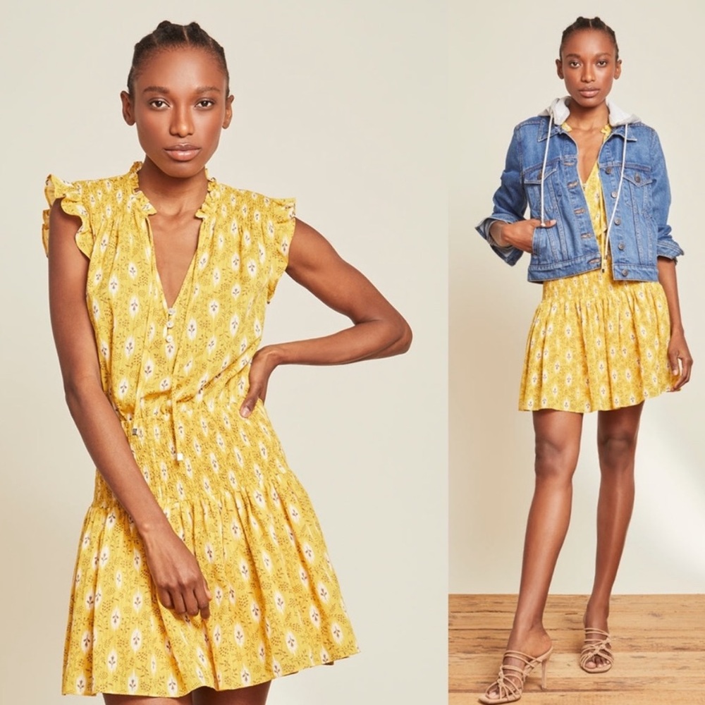 VERONICA BEARD Rayna Yellow Mini Dress